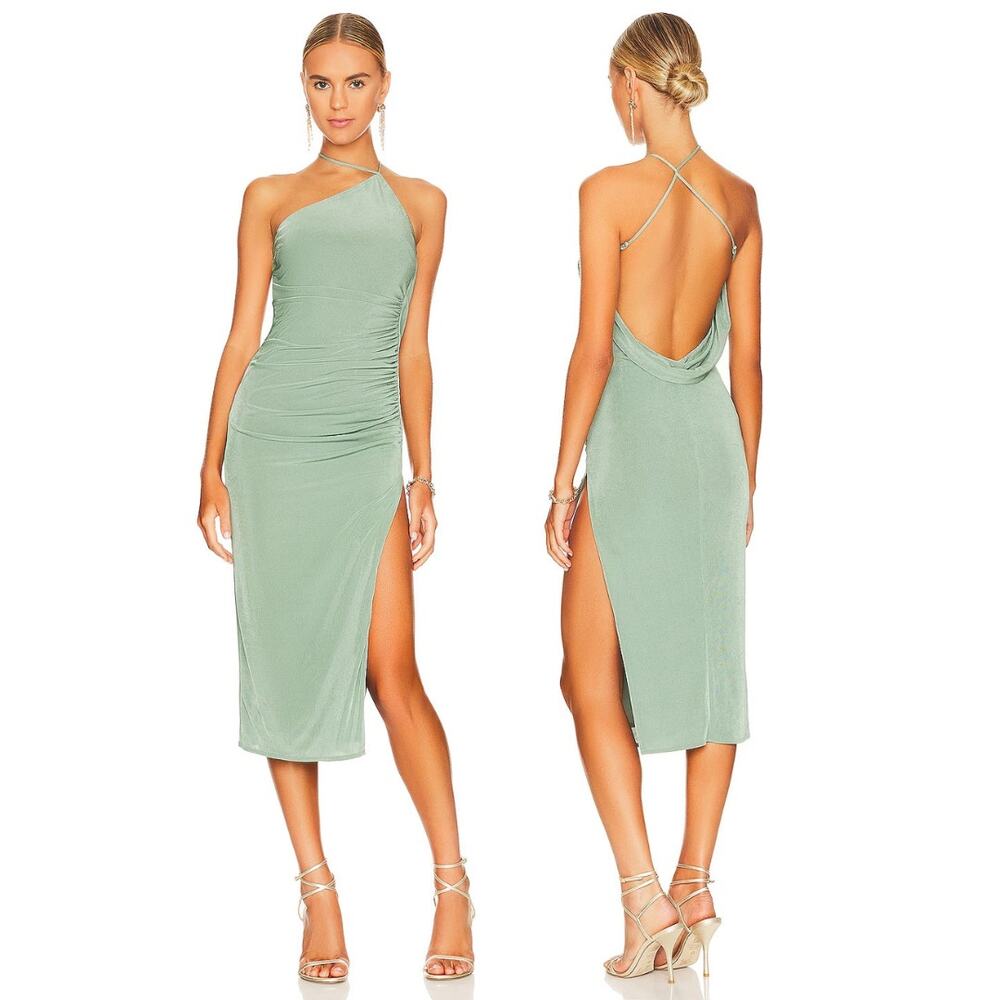 Katie May Gina Ruched Draped Midi Dress Wedding Guest Formal Party Statement M